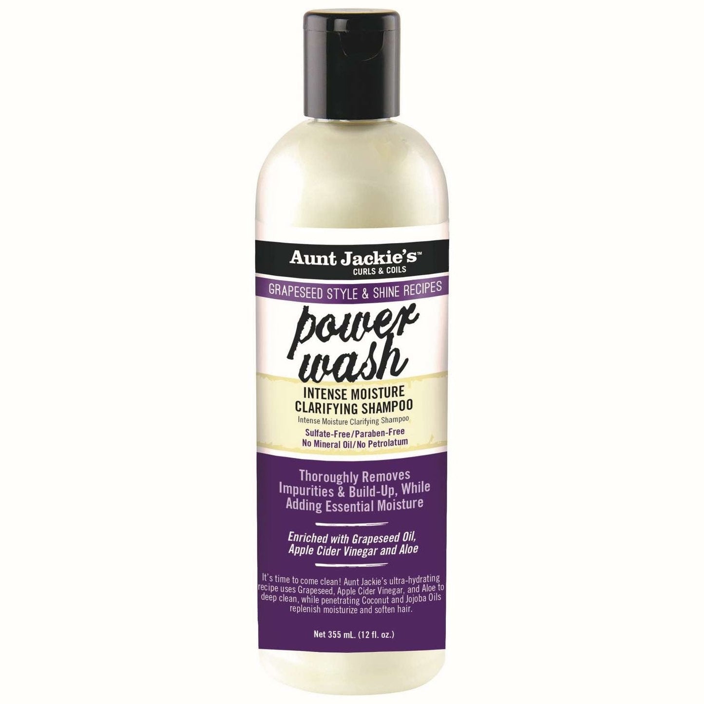 Aunt Jackie's Grapeseed Power Wash Intense Moisture Clarifying Shampoo 12 oz