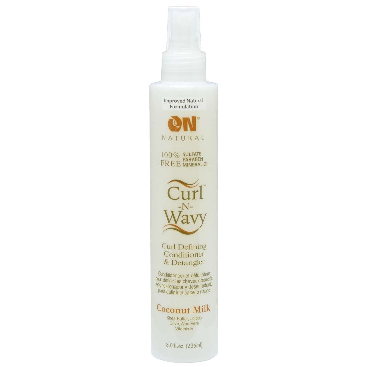On Natural Curl-N-Wavy Coconut Milk Detangler 8 oz